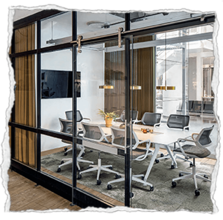 Modern Looking Conference Room with Glass Walls